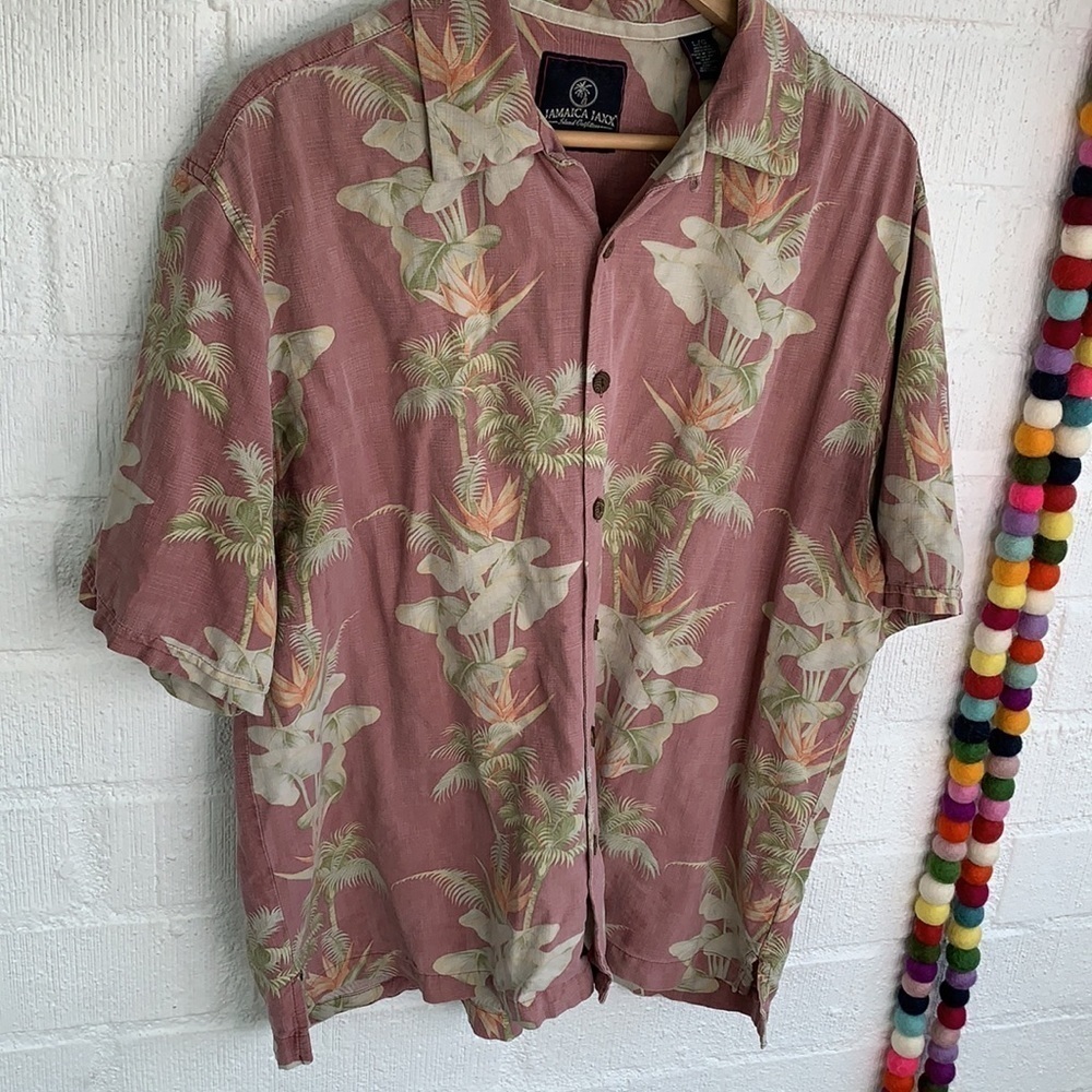Jamacia Jaxx Silk Hawaiian Button Up Shirt sz L - Picture 2 of 6